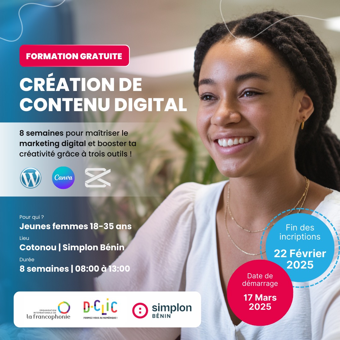 Formation subventionnée – Création de contenu digital | Simplon Bénin - 17 mars 2025